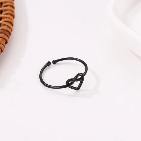 Minimalist Heart Knot Ring, Only Black Left - Picture 2 of 3